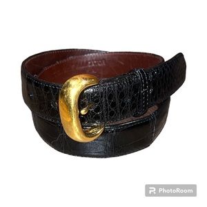 Semi-Vintage Made in the USA Genuine Alligator Belt with Gold Buckle
